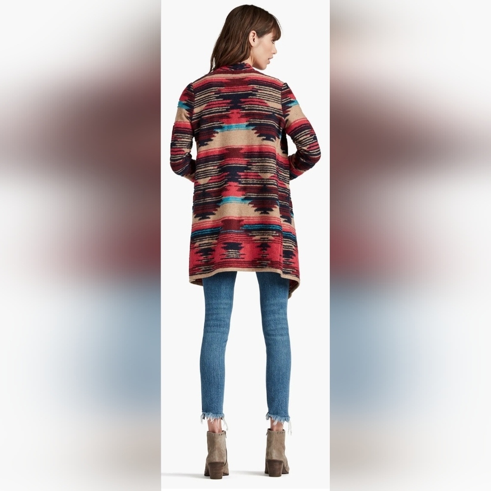 Lucky Brand Aztec Vibrant Striped Cotton Blend Drape Hi-Lo Cardigan 3X - Picture 9 of 16